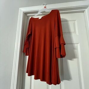 Zadie B’s Rust Orange Flared Sleeve Dress